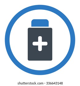 Medication Bottle vector icon. Style is bicolor flat rounded symbol, smooth blue colors, rounded angles, white background.