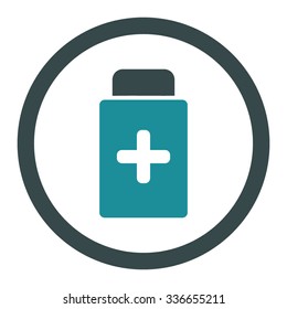 Medication Bottle vector icon. Style is bicolor flat rounded symbol, soft blue colors, rounded angles, white background.