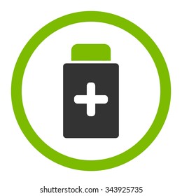 Medication Bottle vector icon. Style is bicolor flat rounded symbol, eco green and gray colors, rounded angles, white background.