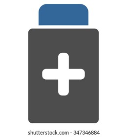 Medication Bottle vector icon. Style is bicolor flat symbol, cobalt and gray colors, rounded angles, white background.