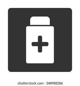 Medication Bottle vector icon. Style is flat rounded square button, white and gray colors, white background.