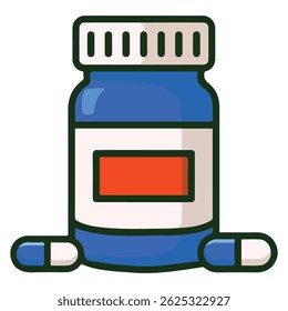 modelo plano do vetor isolado do projeto do estilo do recipiente da medicação ilustração no fundo branco