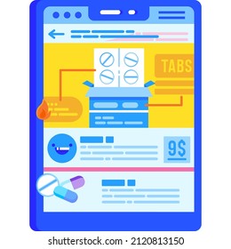 Medication control app icon. Instruction manual vector. Time to take pills reminder in smartphone. Drug drug regimen schedule