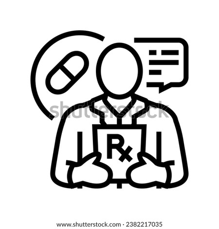 medication counseling pharmacist line icon vector. medication counseling pharmacist sign. isolated contour symbol black illustration