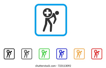 Medication Courier icon. Flat pictogram symbol inside a rounded square. Black, gray, green, blue, red, orange color variants of Medication Courier vector. Designed for web and app user interface.