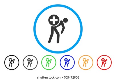 Medication Courier rounded icon. Vector illustration style is a flat iconic symbol inside a circle, with black, grey, green, blue, orange, red color versions. Designed for web and software interfaces.