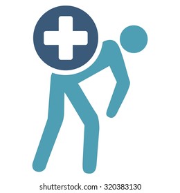 Medication Courier vector icon. Style is bicolor flat symbol, cyan and blue colors, rounded angles, white background.