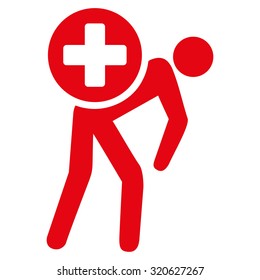Medication Courier vector icon. Style is flat symbol, red color, rounded angles, white background.