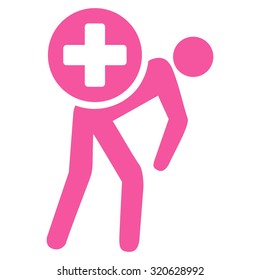 Medication Courier vector icon. Style is flat symbol, pink color, rounded angles, white background.