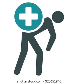 Medication Courier vector icon. Style is bicolor flat symbol, soft blue colors, rounded angles, white background.