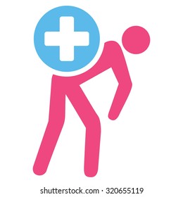 Medication Courier vector icon. Style is bicolor flat symbol, pink and blue colors, rounded angles, white background.