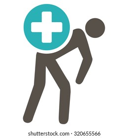 Medication Courier vector icon. Style is bicolor flat symbol, grey and cyan colors, rounded angles, white background.