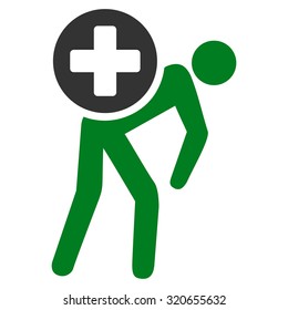 Medication Courier vector icon. Style is bicolor flat symbol, green and gray colors, rounded angles, white background.