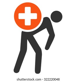 Medication Courier vector icon. Style is bicolor flat symbol, orange and gray colors, rounded angles, white background.