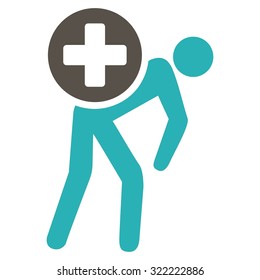 Medication Courier vector icon. Style is bi-color flat symbol, grey and cyan colors, rounded angles, white background.