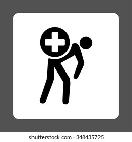 Medication Courier vector icon. Style is flat rounded square button, black and white colors, gray background.