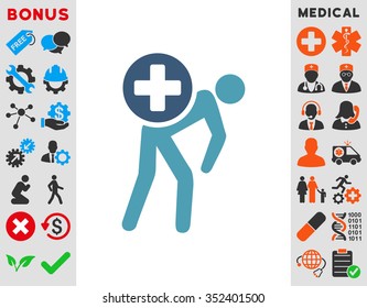 Medication Courier vector icon. Style is bicolor flat symbol, cyan and blue colors, rounded angles, white background.