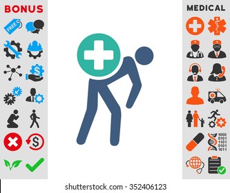 Medication Courier vector icon. Style is bicolor flat symbol, cobalt and cyan colors, rounded angles, white background.
