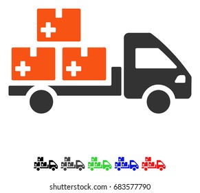 Medication Delivery Flat Vector Illustration With Colored Versions. Color Medication Delivery Icon Variants With Black, Gray, Green, Blue, Red.