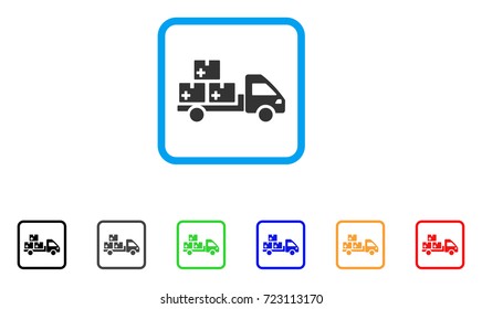 Medication Delivery icon. Flat pictogram symbol in a rounded frame. Black, gray, green, blue, red, orange color additional versions of Medication Delivery vector.