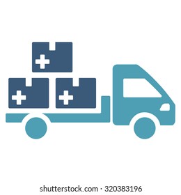 Medication Delivery vector icon. Style is bicolor flat symbol, cyan and blue colors, rounded angles, white background.