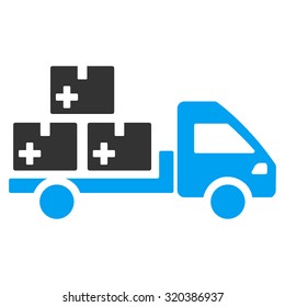 Medication Delivery vector icon. Style is bicolor flat symbol, blue and gray colors, rounded angles, white background.