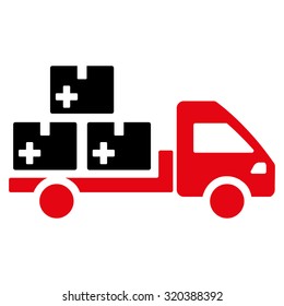 Medication Delivery vector icon. Style is bicolor flat symbol, intensive red and black colors, rounded angles, white background.