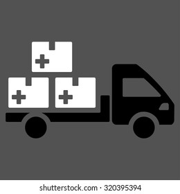 Medication Delivery vector icon. Style is bicolor flat symbol, black and white colors, rounded angles, gray background.