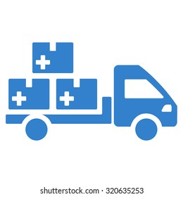 Medication Delivery vector icon. Style is flat symbol, cobalt color, rounded angles, white background.