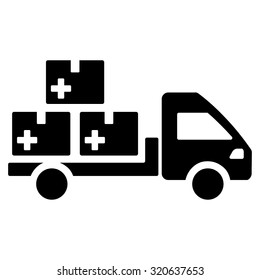 Medication Delivery vector icon. Style is flat symbol, black color, rounded angles, white background.