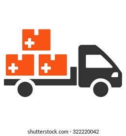 Medication Delivery vector icon. Style is bicolor flat symbol, orange and gray colors, rounded angles, white background.