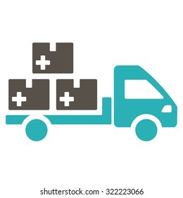 Medication Delivery vector icon. Style is bi-color flat symbol, grey and cyan colors, rounded angles, white background.