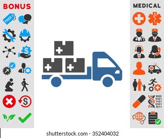 Medication Delivery vector icon. Style is bicolor flat symbol, cobalt and gray colors, rounded angles, white background.