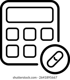 Medication dosage calculator line icon