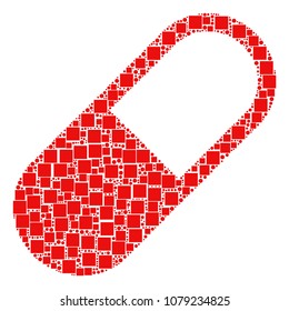 Medication Granule composition icon of square figures and round items in various sizes. Vector objects are combined into medication granule collage design concept.