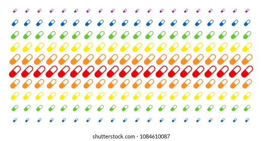 Medication Granule icon spectrum halftone pattern. Vector symbols arranged into halftone matrix with vertical rainbow colors gradient. Designed for backgrounds, covers,