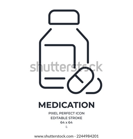 Medication and health concept editable stroke outline icon isolated on white background flat vector illustration. Pixel perfect. 64 x 64.