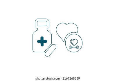 medication icon, line art vector illustration 