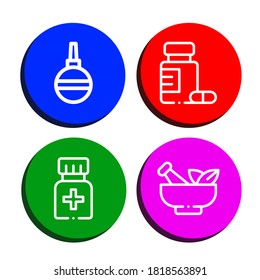 medication icon set. Collection of Pear Enema, Medicine, Mortar icons
