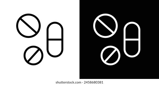 Medikamentensymbol-Set. Symbol für pharmazeutische Vektorgrafik. Antibiotika- und Aspirin-Kapseln.
