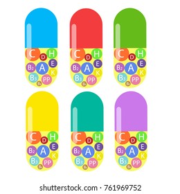 Medication icon tablets, pills, vitamins. Modern cartoon vector illustration in a flat style isolated on background.