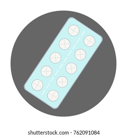 Medication icon tablets, pills, vitamins. Modern cartoon vector illustration in a flat style isolated on background.