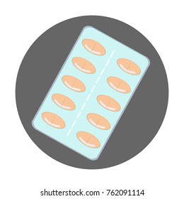 Medication icon tablets, pills, vitamins. Modern cartoon vector illustration in a flat style isolated on background.