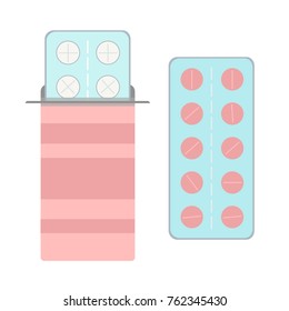 Medication icon tablets, pills, vitamins. Modern cartoon vector illustration in a flat style isolated on background.