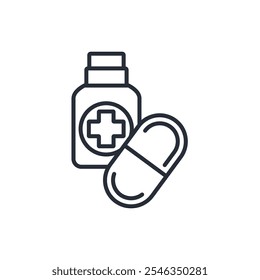 medication icon. vector.Editable stroke.linear style sign for use web design,logo.Symbol illustration.