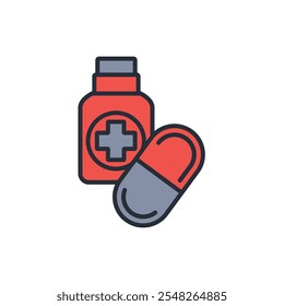 medication icon. vector.Editable stroke.linear style sign for use web design,logo.Symbol illustration.