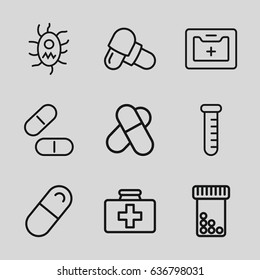 Medication icons set. 