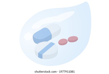 Medication image, taking medicine with medication jelly, isometric