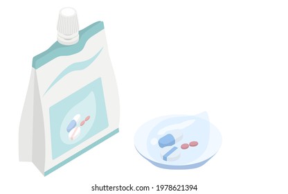 Medication image, taking medicine with medication jelly, isometric