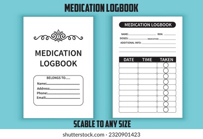 Medication logbook planner. Low content kdp interior design template